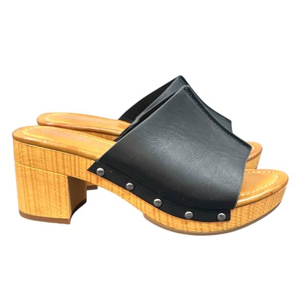 Maurices Sandals 7.5 Open Toe Slide Platform Chunky Heels Y2K Boho Hippie Retro - Picture 3 of 16